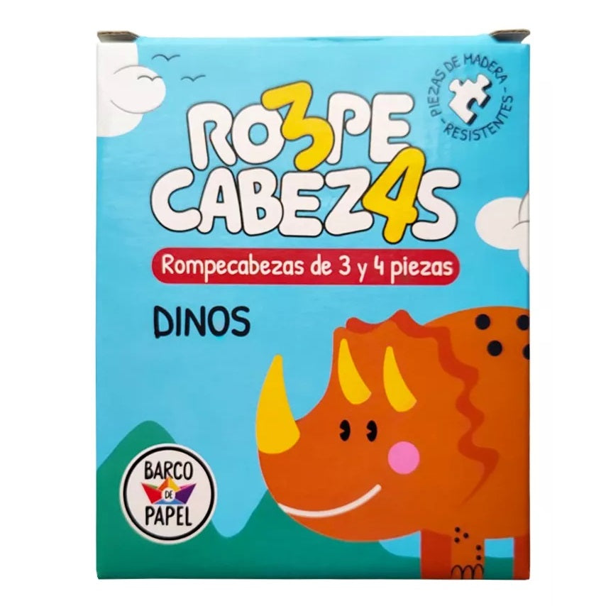 Rompecabezas dinosaurios. 3 y 4 piezas