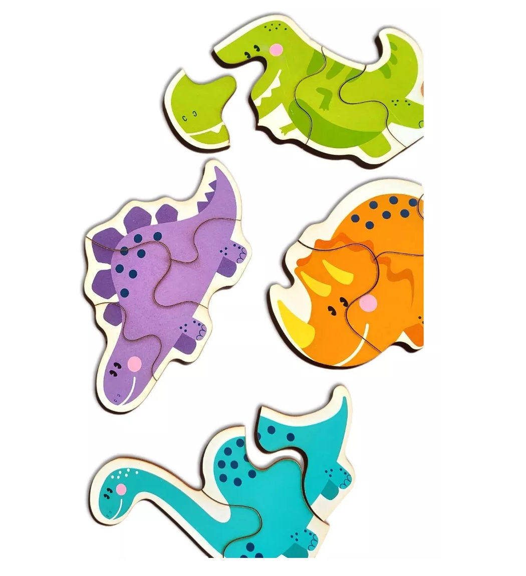 Rompecabezas dinosaurios. 3 y 4 piezas