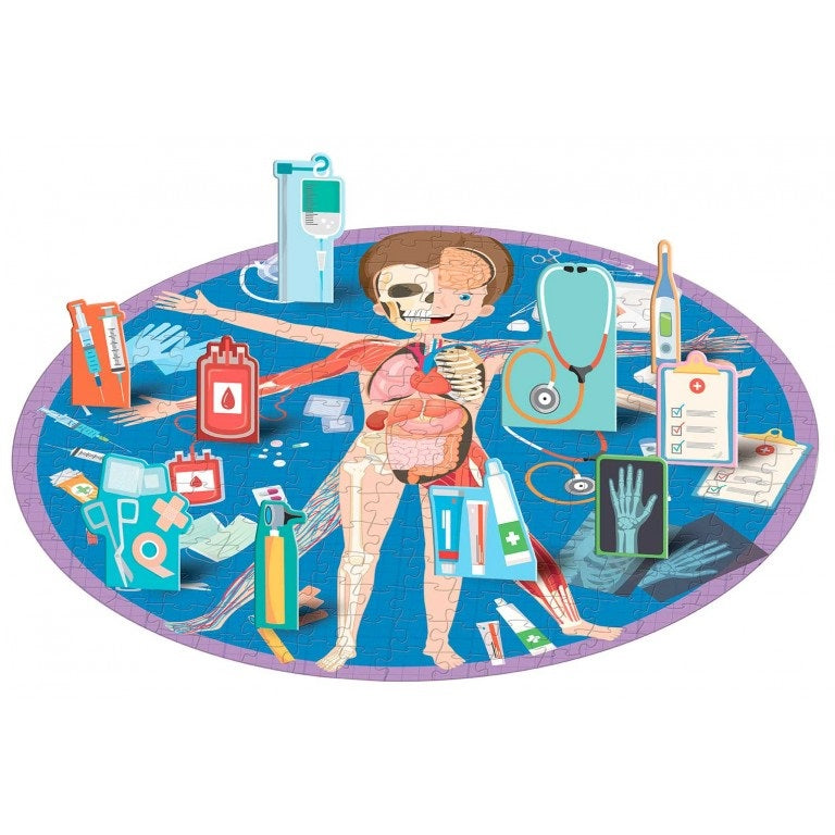 Todo sobre el cuerpo humano - Viaja, conoce y explora. Rompecabeza + libro + figuras de encastre