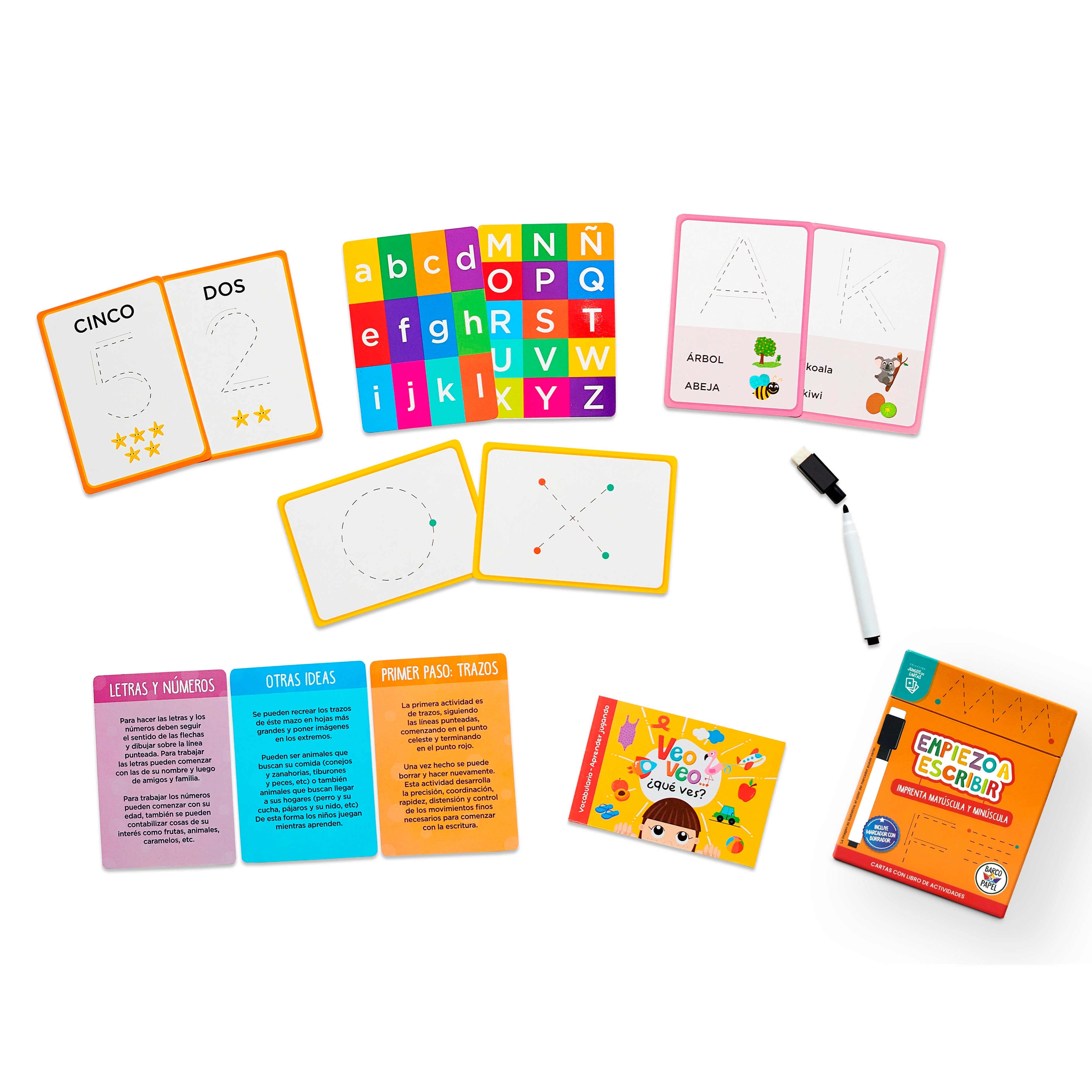 Empiezo a escribir - Cartas con libro y marcador
