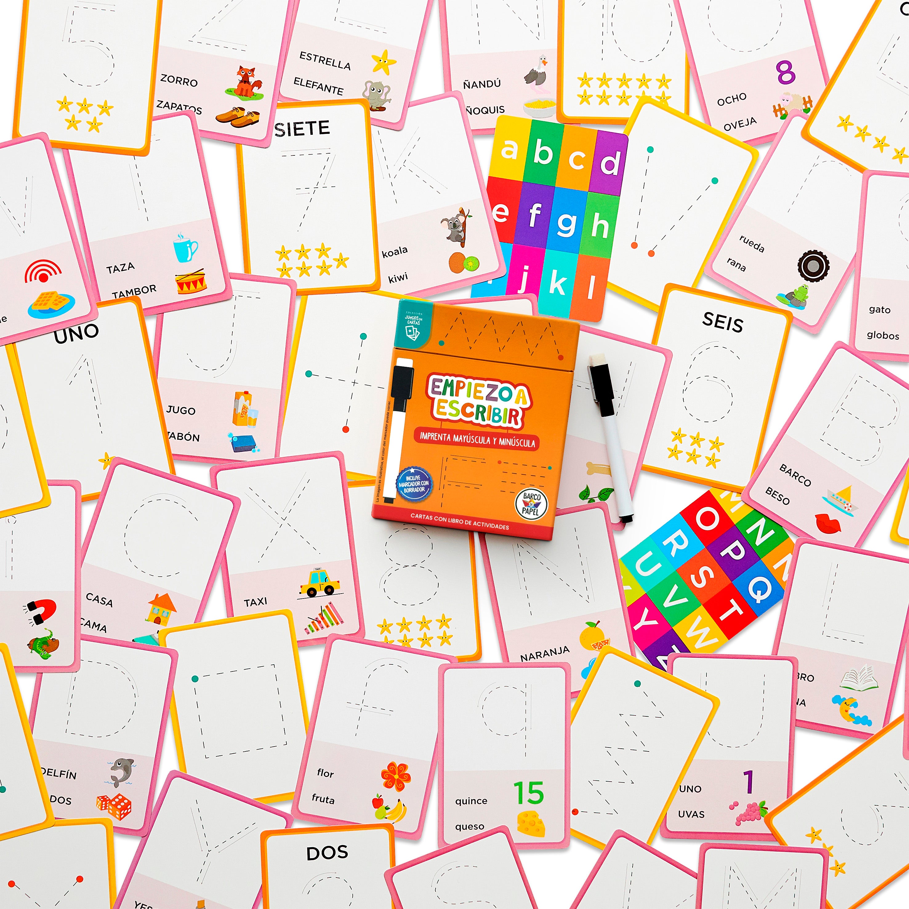 Empiezo a escribir - Cartas con libro y marcador
