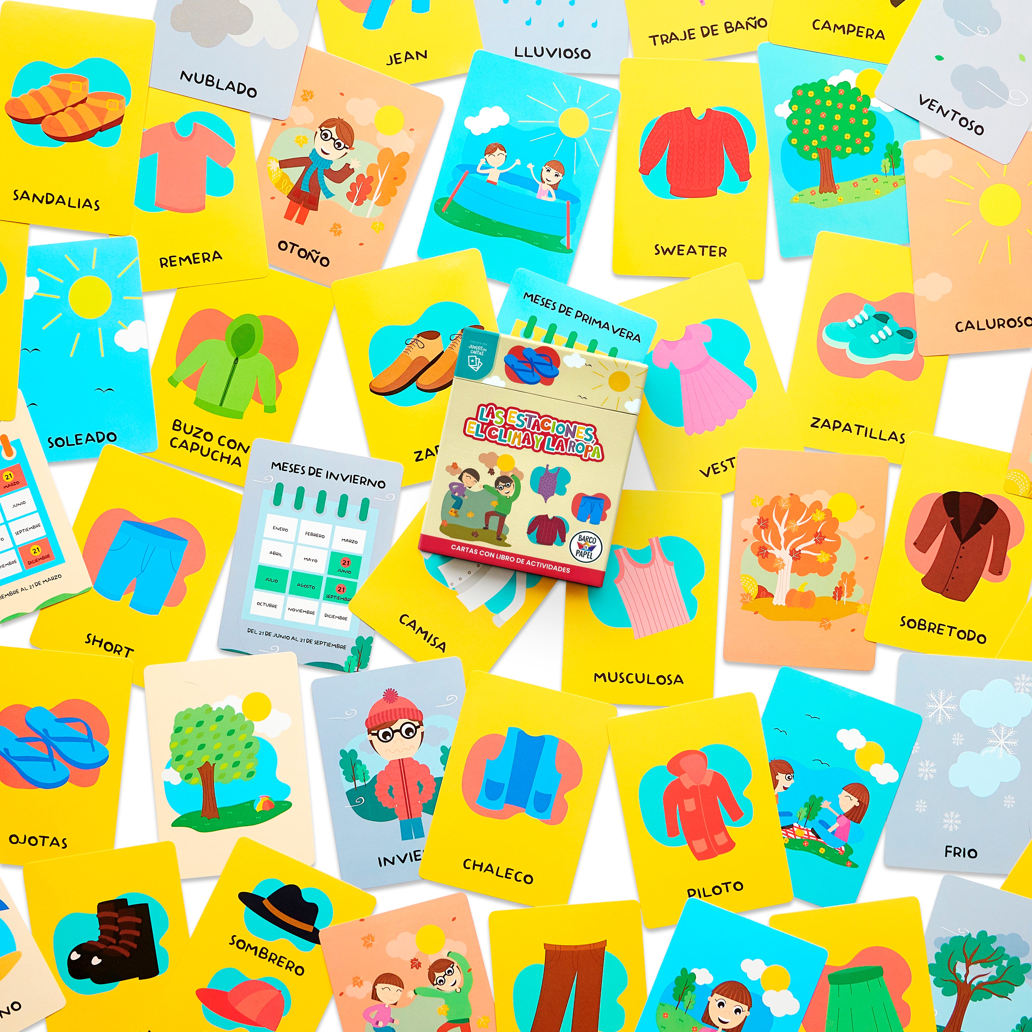 Las estaciones, el clima y la ropa. Juego de cartas