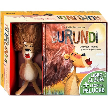 Burundi cofre: De reyes, leones y expertos peluqueros Libro + peluche