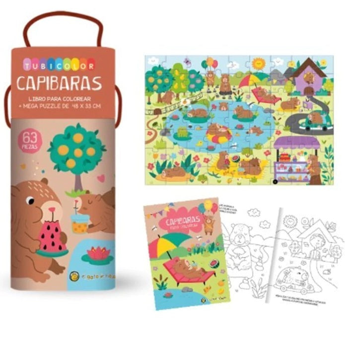 Tubicolor Capibaras : Rompecabezas más libro para colorear