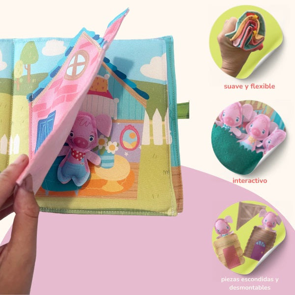 Los tres chanchitos - Libro de tela sensorial