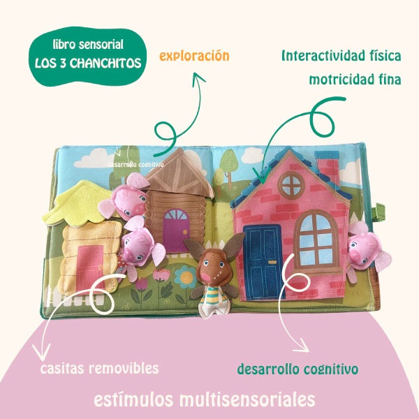 Los tres chanchitos - Libro de tela sensorial
