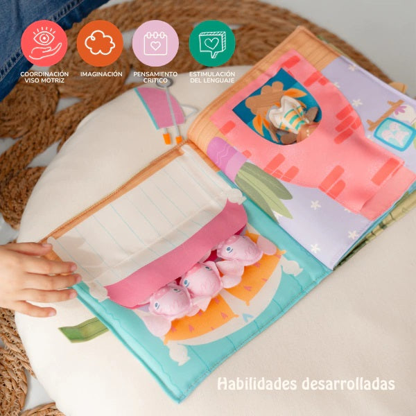 Los tres chanchitos - Libro de tela sensorial