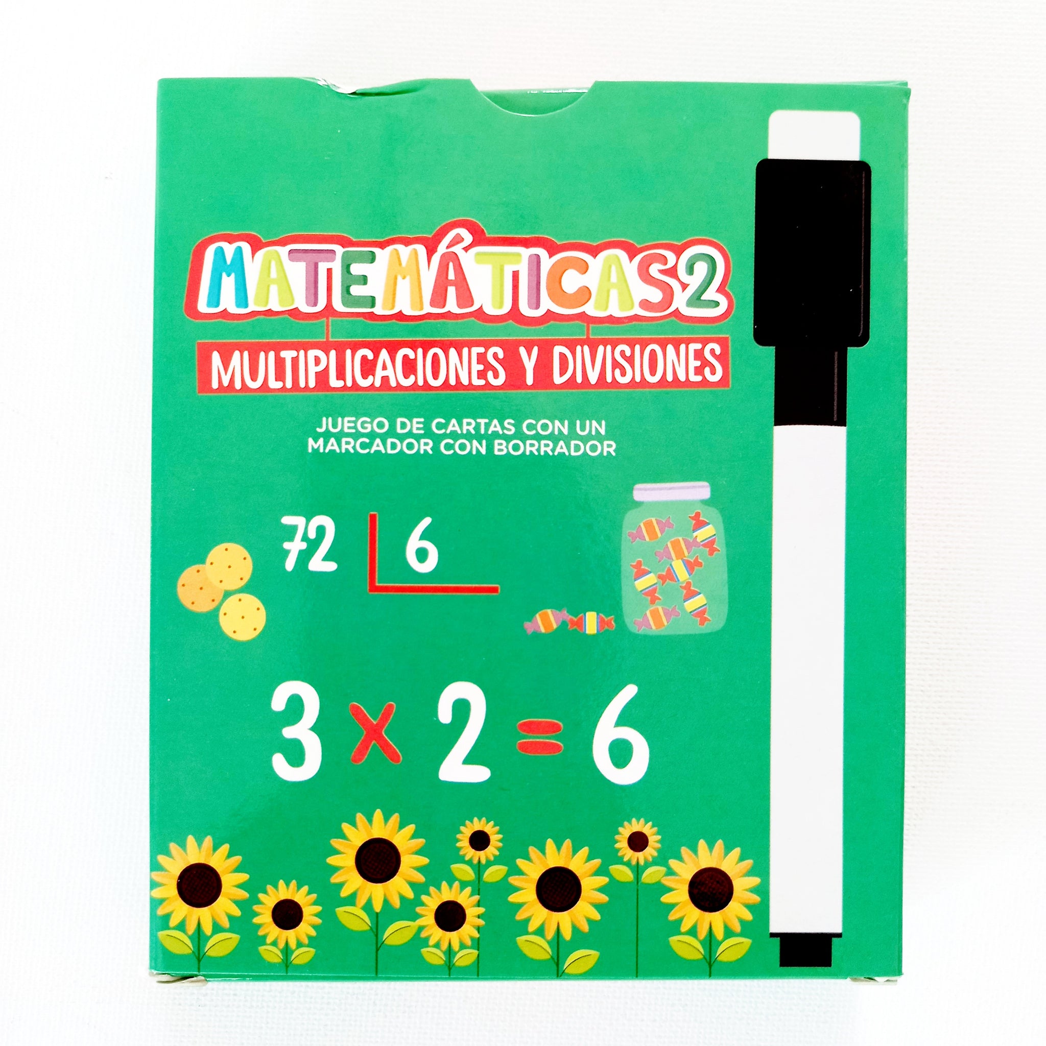 Matemáticas 2. Multiplicación y división - Cartas con libro y marcador