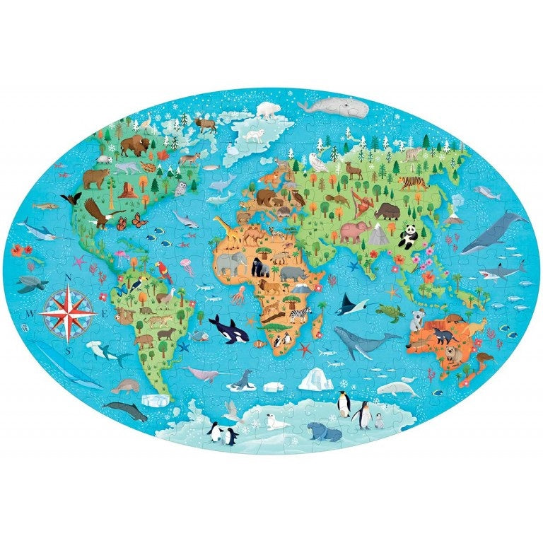 El mundo de los animales - Viaja, conoce y explora.  Rompecabeza + libro + figuras de encastre