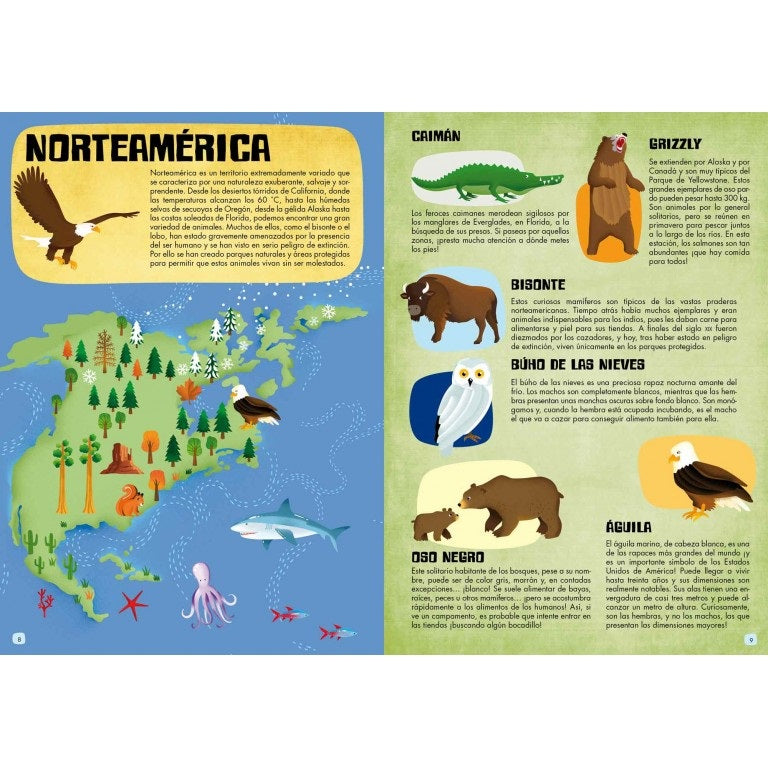 El mundo de los animales - Viaja, conoce y explora.  Rompecabeza + libro + figuras de encastre